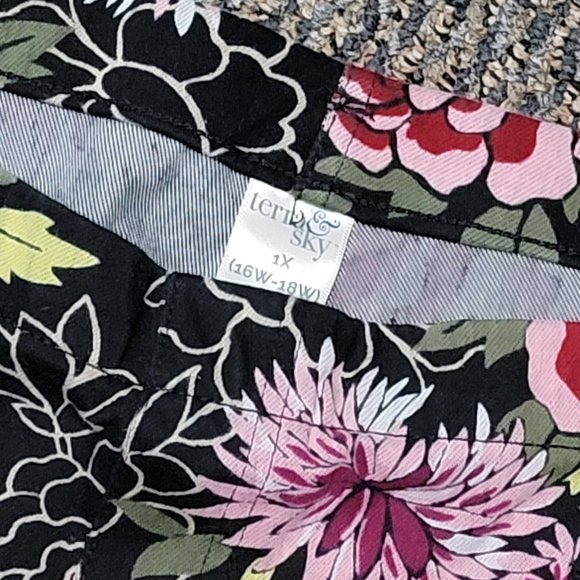 Terra & Sky Floral Peony Women's Plus Size Full Length Super Soft Jeggings 1X - Picture 10 of 15